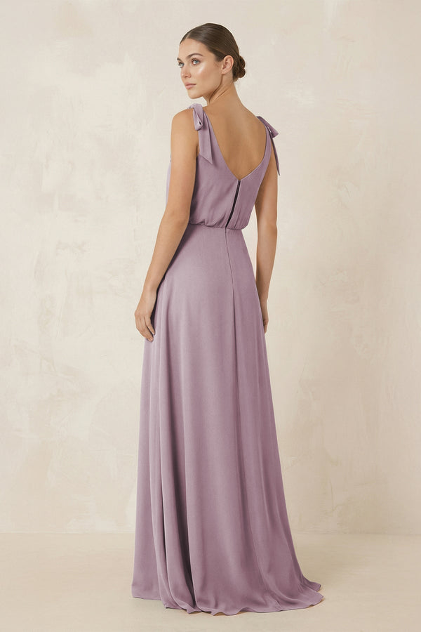 V - Neck A - Line Chiffon Bridesmaid Dress in Dusk - KissProm Bridesmaid Dresses