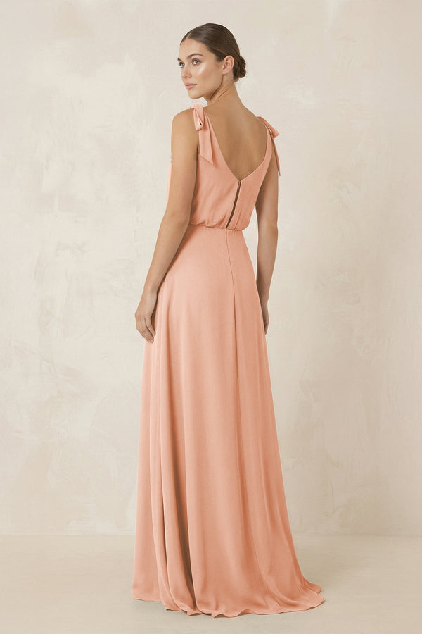 V - Neck A - Line Chiffon Bridesmaid Dress in English Rose - KissProm Bridesmaid Dresses