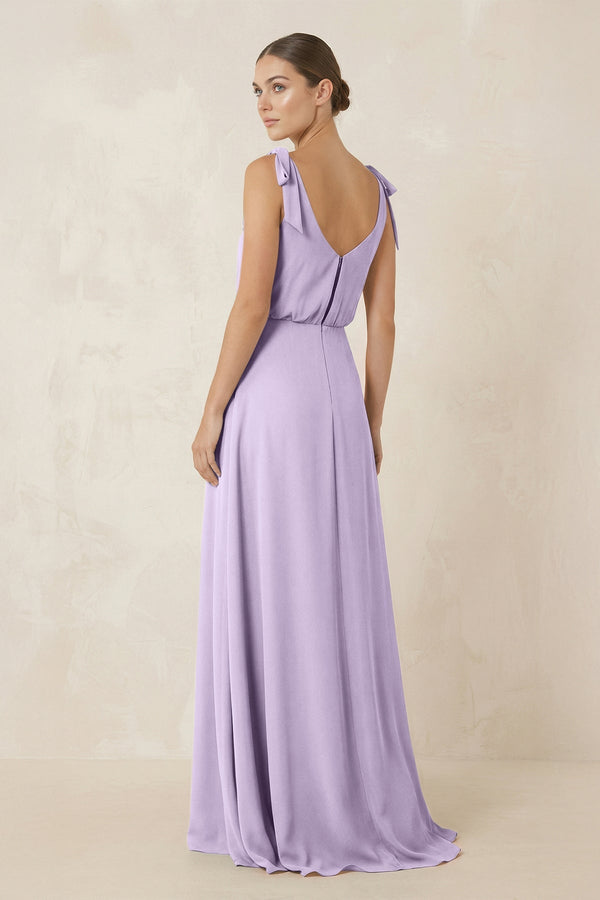 V - Neck A - Line Chiffon Bridesmaid Dress in Lavender - KissProm Bridesmaid Dresses