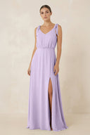 V - Neck A - Line Chiffon Bridesmaid Dress in Lavender - KissProm Bridesmaid Dresses