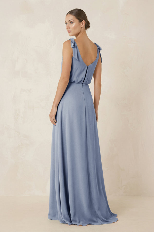 V - Neck A - Line Chiffon Bridesmaid Dress in Twilight - KissProm Bridesmaid Dresses