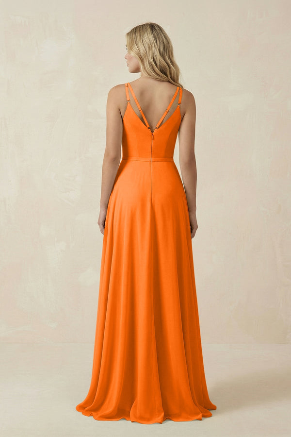KissProm | V-Neck A-Line Chiffon Bridesmaid Dress in Cinnamon KissProm | V-Neck A-Line Chiffon Bridesmaid Dress in Cinnamon
