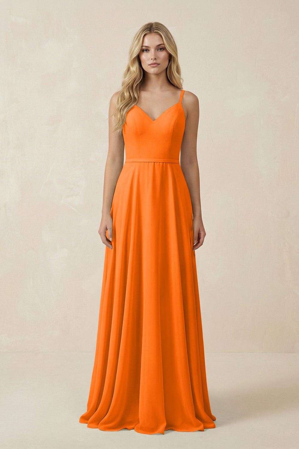 V - Neck A - Line Chiffon Bridesmaid Dress with Crisscross Back in Cinnamon - KissProm Bridesmaid Dresses