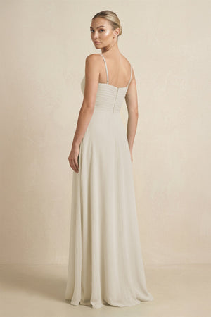 V - Neck A - Line Chiffon Pleated Bridesmaid Dress in Dove Gray - KissProm Bridesmaid Dresses