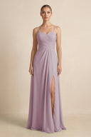 V - Neck A - Line Chiffon Pleated Bridesmaid Dress in Dusk - KissProm Bridesmaid Dresses