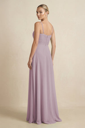 V - Neck A - Line Chiffon Pleated Bridesmaid Dress in Dusk - KissProm Bridesmaid Dresses