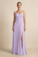 V - Neck A - Line Chiffon Pleated Bridesmaid Dress in Lavender - KissProm Bridesmaid Dresses