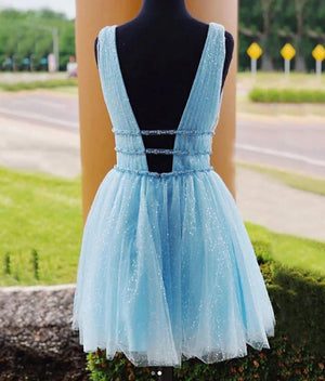 Thalia |A Line Tulle V Neck Homecoming Dress With Beading