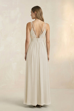 V - Neck A - Line Pleated Chiffon Bridesmaid Dress in Dove Gray - KissProm Bridesmaid Dresses