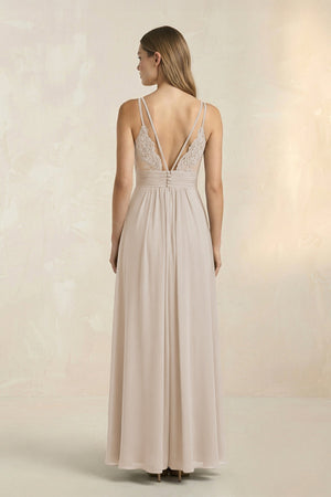V - Neck A - Line Pleated Chiffon Bridesmaid Dress in Frost - KissProm Bridesmaid Dresses