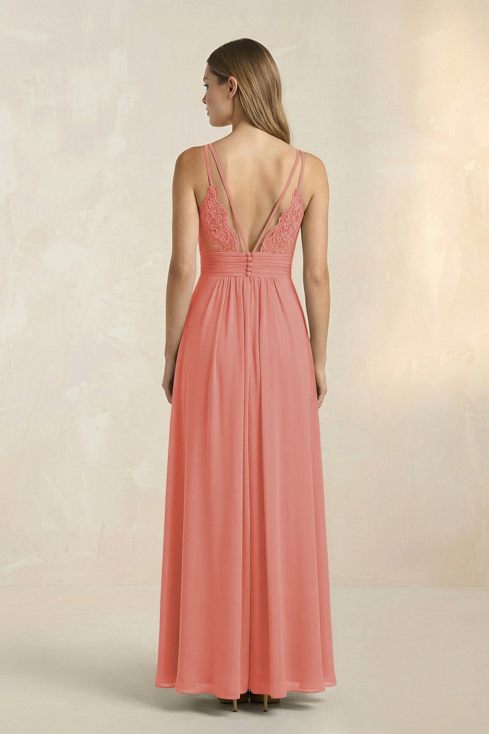 V - Neck A - Line Pleated Chiffon Bridesmaid Dress in Mulberry - KissProm Bridesmaid Dresses