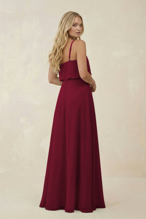 V - Neck Blouson A - Line Chiffon Bridesmaid Dress in Berry - KissProm Bridesmaid Dresses