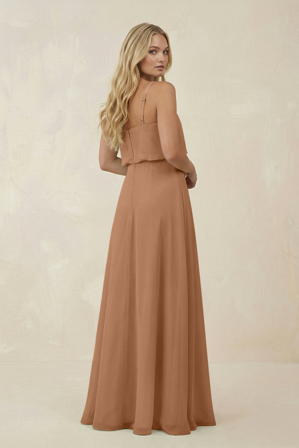 V-Neck Blouson A-Line Chiffon Bridesmaid Dress in Bronzer, Bronzer / 14 V-Neck Blouson A-Line Chiffon Bridesmaid Dress in Bronzer, Bronzer / 14