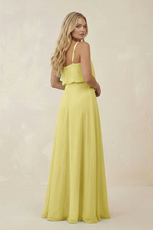 V - Neck Blouson A - Line Chiffon Bridesmaid Dress in Buttercup - KissProm Bridesmaid Dresses
