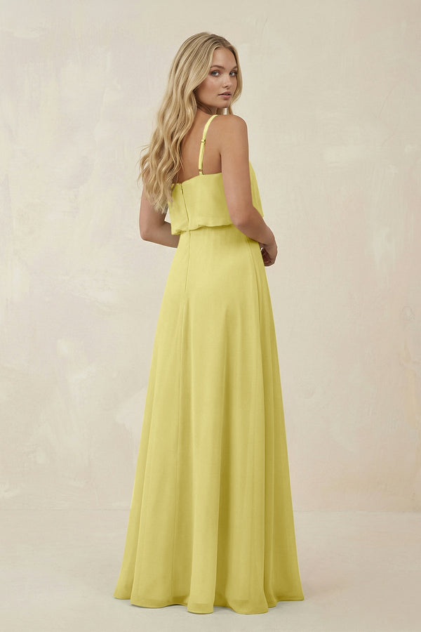 V - Neck Blouson A - Line Chiffon Bridesmaid Dress in Buttercup - KissProm Bridesmaid Dresses