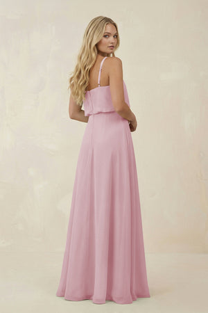 V - Neck Blouson A - Line Chiffon Bridesmaid Dress in Candy Pink - KissProm Bridesmaid Dresses