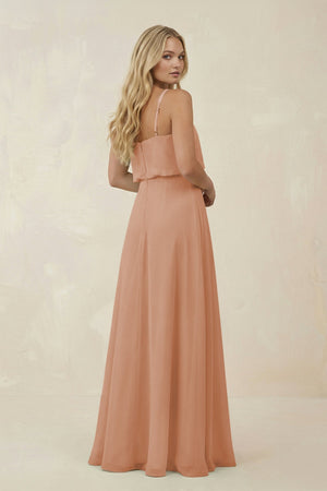 V - Neck Blouson A - Line Chiffon Bridesmaid Dress in Champagne Rose - KissProm Bridesmaid Dresses