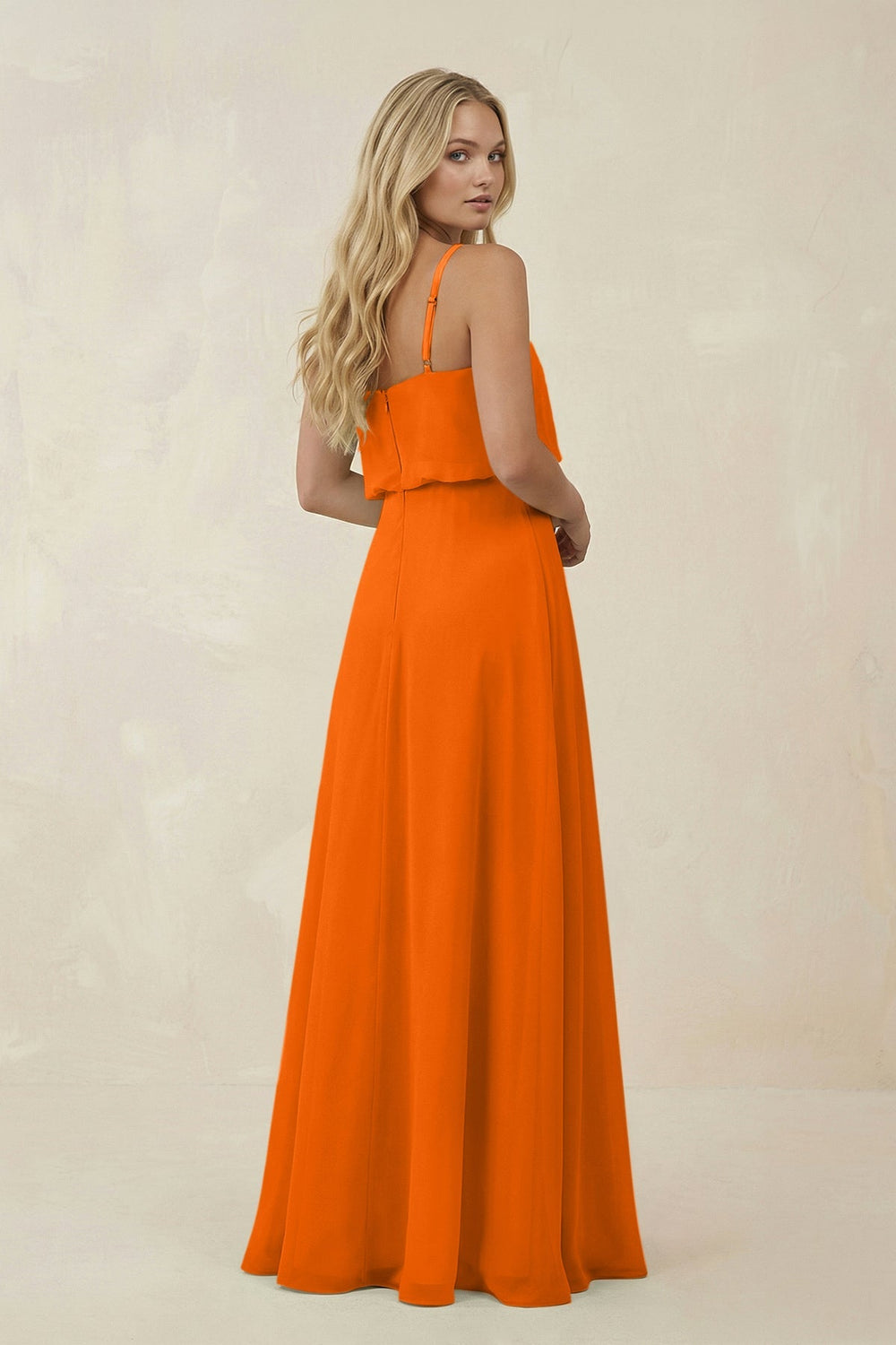 V - Neck Blouson A - Line Chiffon Bridesmaid Dress in Cinnamon - KissProm Bridesmaid Dresses