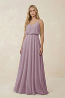 V - Neck Blouson A - Line Chiffon Bridesmaid Dress in Dusk - KissProm Bridesmaid Dresses
