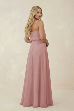 V - Neck Blouson A - Line Chiffon Bridesmaid Dress in Dusty Rose - KissProm Bridesmaid Dresses