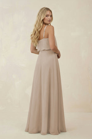V - Neck Blouson A - Line Chiffon Bridesmaid Dress in Frost - KissProm Bridesmaid Dresses