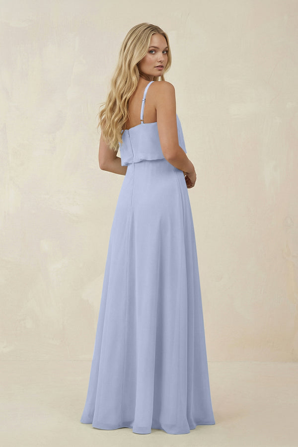 V - Neck Blouson A - Line Chiffon Bridesmaid Dress in Ice - KissProm Bridesmaid Dresses