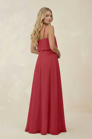 V - Neck Blouson A - Line Chiffon Bridesmaid Dress in Merlot - KissProm Bridesmaid Dresses