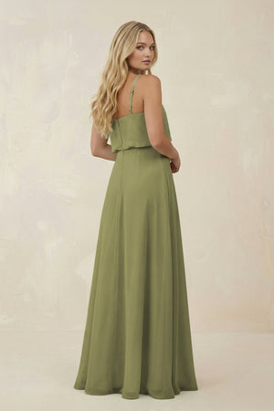 V - Neck Blouson A - Line Chiffon Bridesmaid Dress in Moss Green - KissProm Bridesmaid Dresses