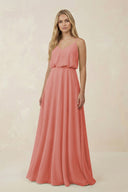 V - Neck Blouson A - Line Chiffon Bridesmaid Dress in Mulberry - KissProm Bridesmaid Dresses