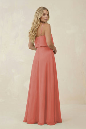 V - Neck Blouson A - Line Chiffon Bridesmaid Dress in Mulberry - KissProm Bridesmaid Dresses