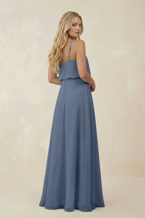 V - Neck Blouson A - Line Chiffon Bridesmaid Dress in Neptune - KissProm Bridesmaid Dresses