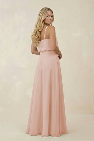 V - Neck Blouson A - Line Chiffon Bridesmaid Dress in Pale Blush - KissProm Bridesmaid Dresses