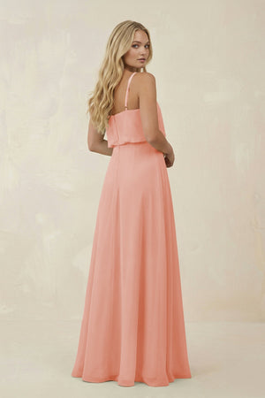 V - Neck Blouson A - Line Chiffon Bridesmaid Dress in Rose Petal - KissProm Bridesmaid Dresses