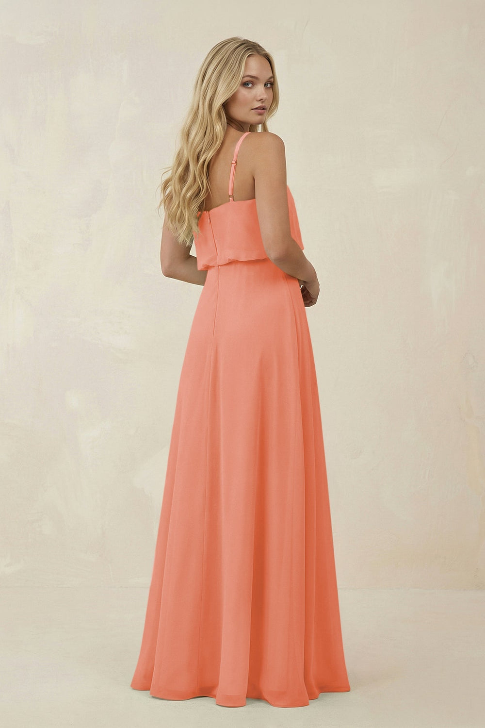 V - Neck Blouson A - Line Chiffon Bridesmaid Dress in Rosette - KissProm Bridesmaid Dresses