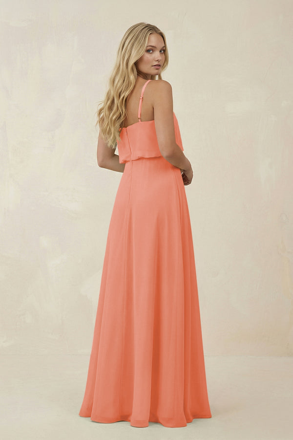 V - Neck Blouson A - Line Chiffon Bridesmaid Dress in Rosette - KissProm Bridesmaid Dresses