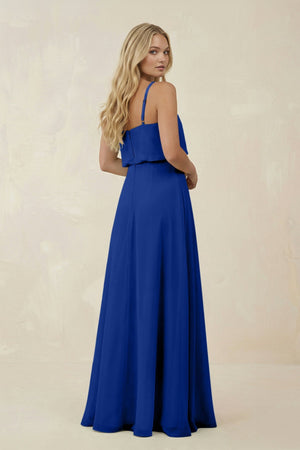 V - Neck Blouson A - Line Chiffon Bridesmaid Dress in Royal Blue - KissProm Bridesmaid Dresses