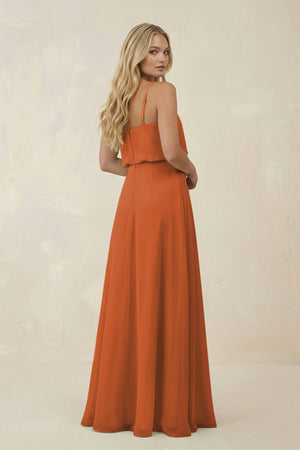 V - Neck Blouson A - Line Chiffon Bridesmaid Dress in Terracotta - KissProm Bridesmaid Dresses