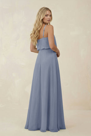 V - Neck Blouson A - Line Chiffon Bridesmaid Dress in Twilight - KissProm Bridesmaid Dresses