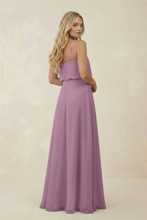 V - Neck Blouson A - Line Chiffon Bridesmaid Dress in Wisteria - KissProm Bridesmaid Dresses