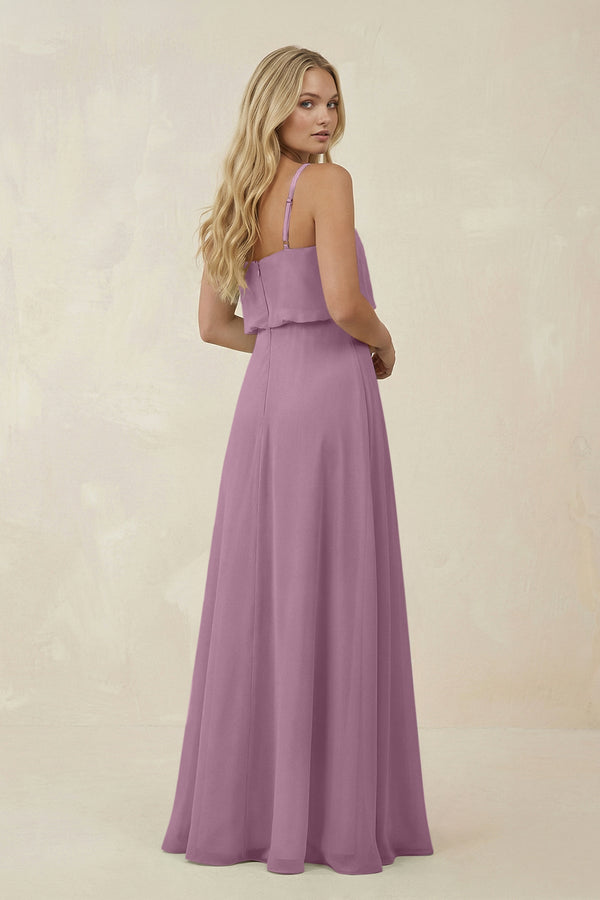 V - Neck Blouson A - Line Chiffon Bridesmaid Dress in Wisteria - KissProm Bridesmaid Dresses