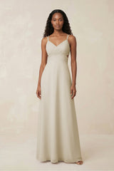 V - Neck Chiffon A - Line Cut - Out Bridesmaid Dress in Dove Gray - KissProm Bridesmaid Dresses