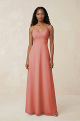 V - Neck Chiffon A - Line Cut - Out Bridesmaid Dress in Mulberry - KissProm Bridesmaid Dresses