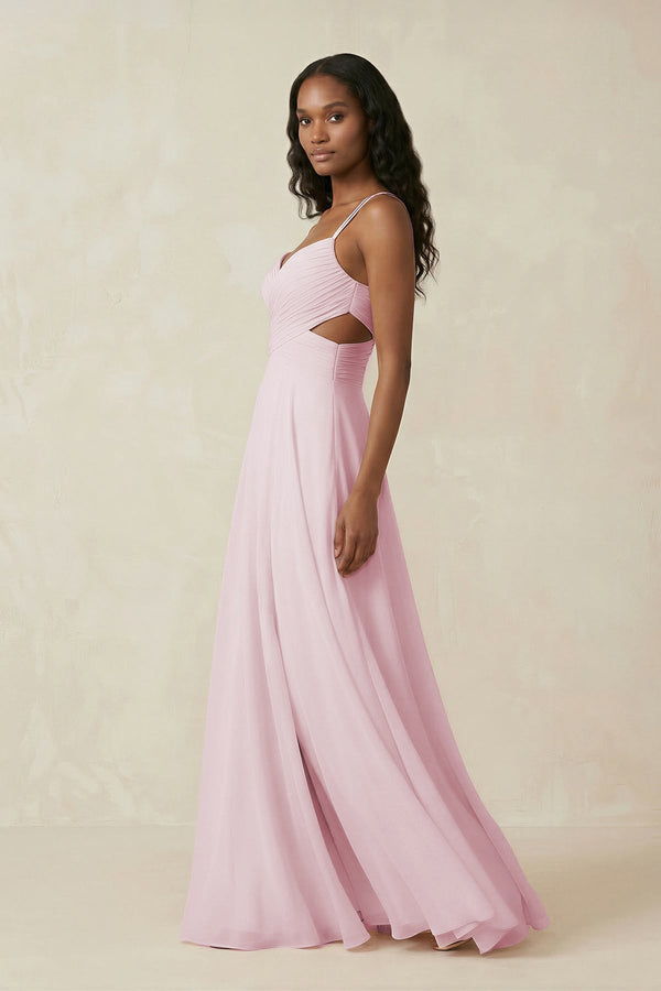 V-Neck Chiffon A-Line Cut-Out Bridesmaid Dress in Candy Pink, Candy Pink / 26 V-Neck Chiffon A-Line Cut-Out Bridesmaid Dress in Candy Pink, Candy Pink / 26