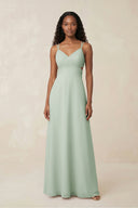 v-neck-chiffon-a-line-cut-out-bridesmaid-dress-in-sage - KissProm Bridesmaid Dresses