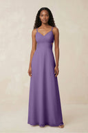 V - Neck Chiffon A - Line Cut - Out Bridesmaid Dress in Tahiti - KissProm Bridesmaid Dresses