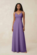 V - Neck Chiffon A - Line Cut - Out Bridesmaid Dress in Tahiti - KissProm Bridesmaid Dresses