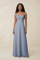 V - Neck Chiffon A - Line Cut - Out Bridesmaid Dress in Twilight - KissProm Bridesmaid Dresses