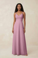 V - Neck Chiffon A - Line Cut - Out Bridesmaid Dress in Vintage Mauve - KissProm Bridesmaid Dresses