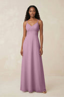 V - Neck Chiffon A - Line Cut - Out Bridesmaid Dress in Wisteria - KissProm Bridesmaid Dresses