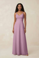 V - Neck Chiffon A - Line Cut - Out Bridesmaid Dress in Wisteria - KissProm Bridesmaid Dresses